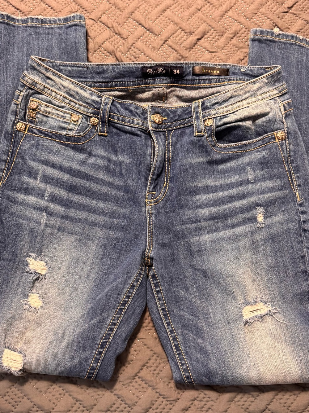 Miss Me Distressed Light Blue Boyfriend Jeans